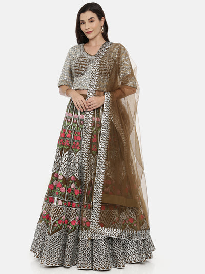 Neeru'S Mehadi Color, Nett Fabric Ghagra Set