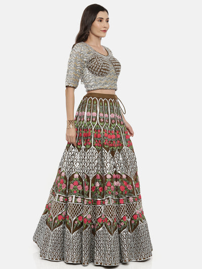Neeru'S Mehadi Color, Nett Fabric Ghagra Set