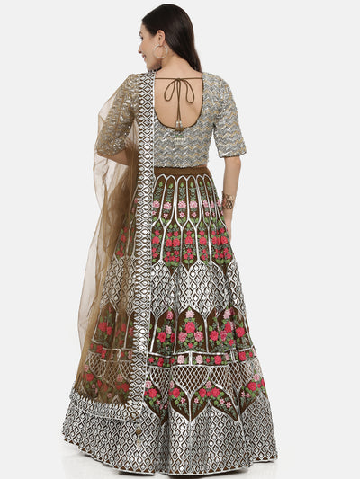 Neeru'S Mehadi Color, Nett Fabric Ghagra Set