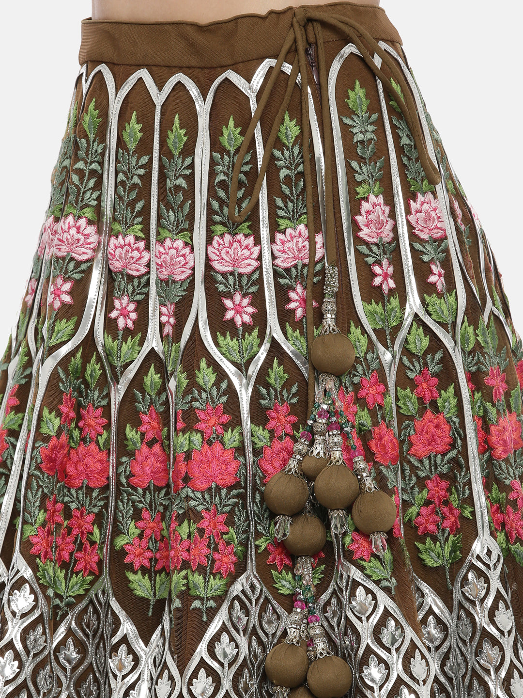Neeru'S Mehadi Color, Nett Fabric Ghagra Set