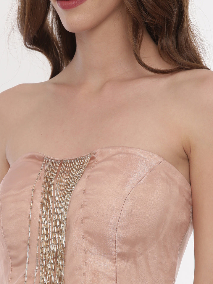 Neerus Baby Pink Color Nett Fabric Ghagra Set