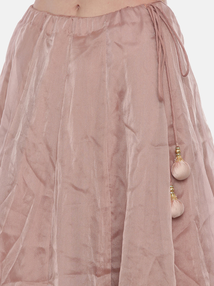 Neerus Baby Pink Color Nett Fabric Ghagra Set