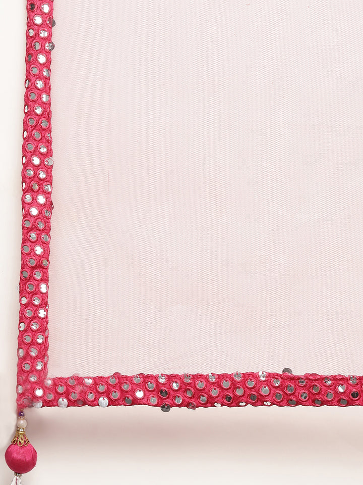 Neerus Pink net embellished lehenga set - detail view 5