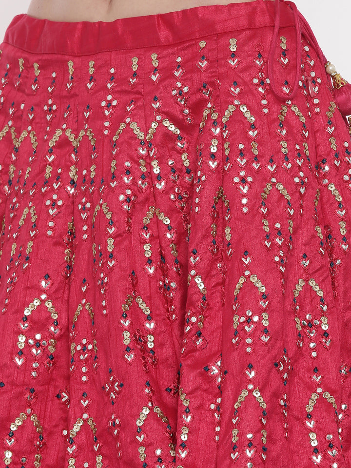 Neerus Pink net embellished lehenga set - detail view 4