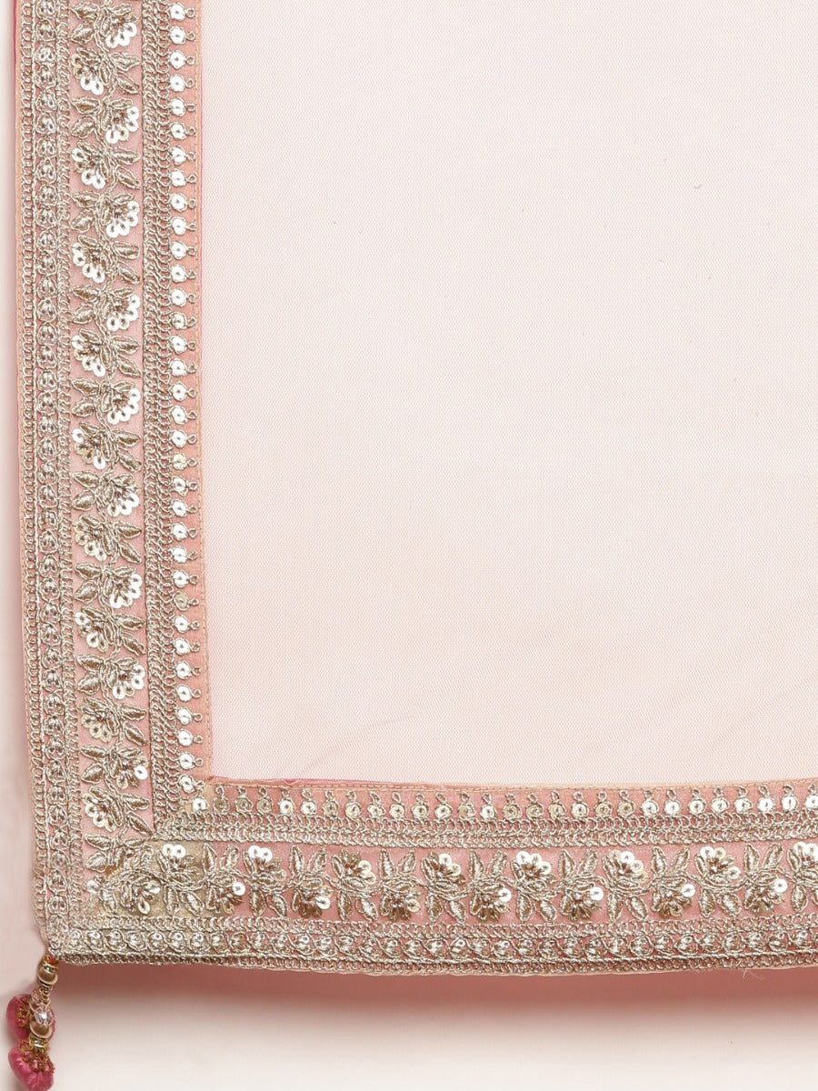 Neerus Pink Chanderi woven lehenga ghagra set - detail view 4