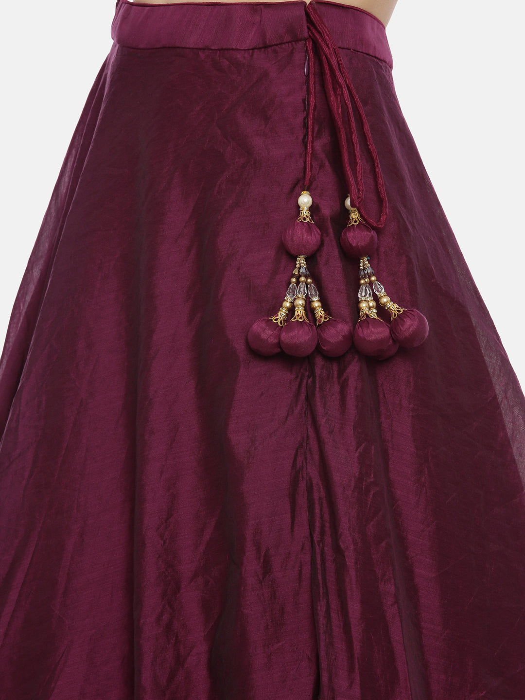 Neerus Wine Color Chanderi Fabric Ghagra Set