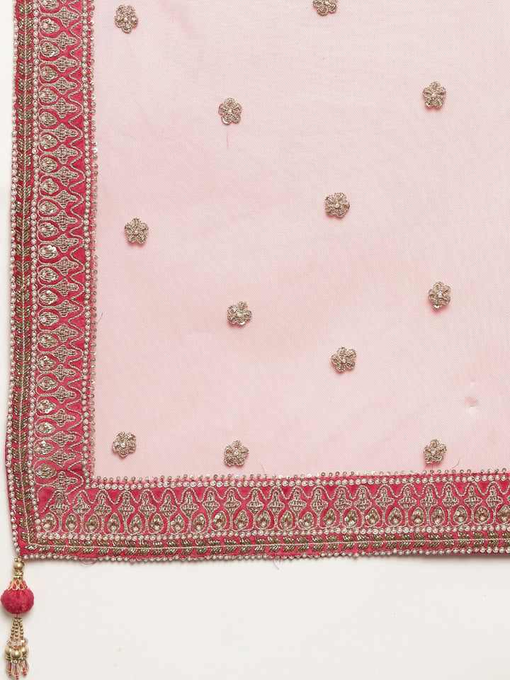 Neerus Red velvet flared lehenga set - detail view 5