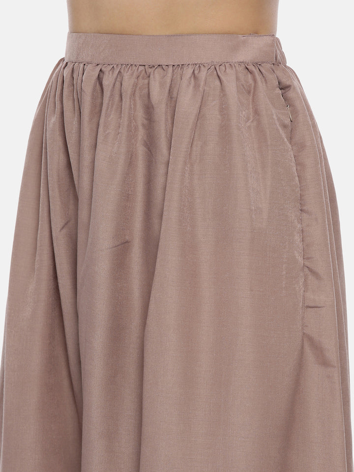 Neerus Mauve Zari Kurta With Palazzo & Dupatta