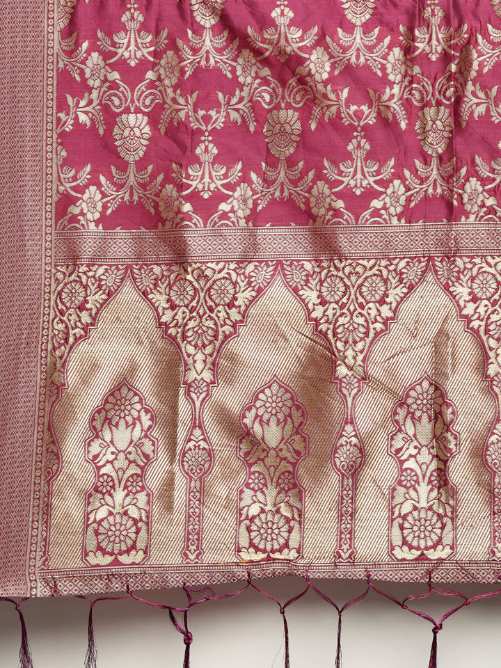 Neerus Mauve Zari Kurta With Palazzo & Dupatta