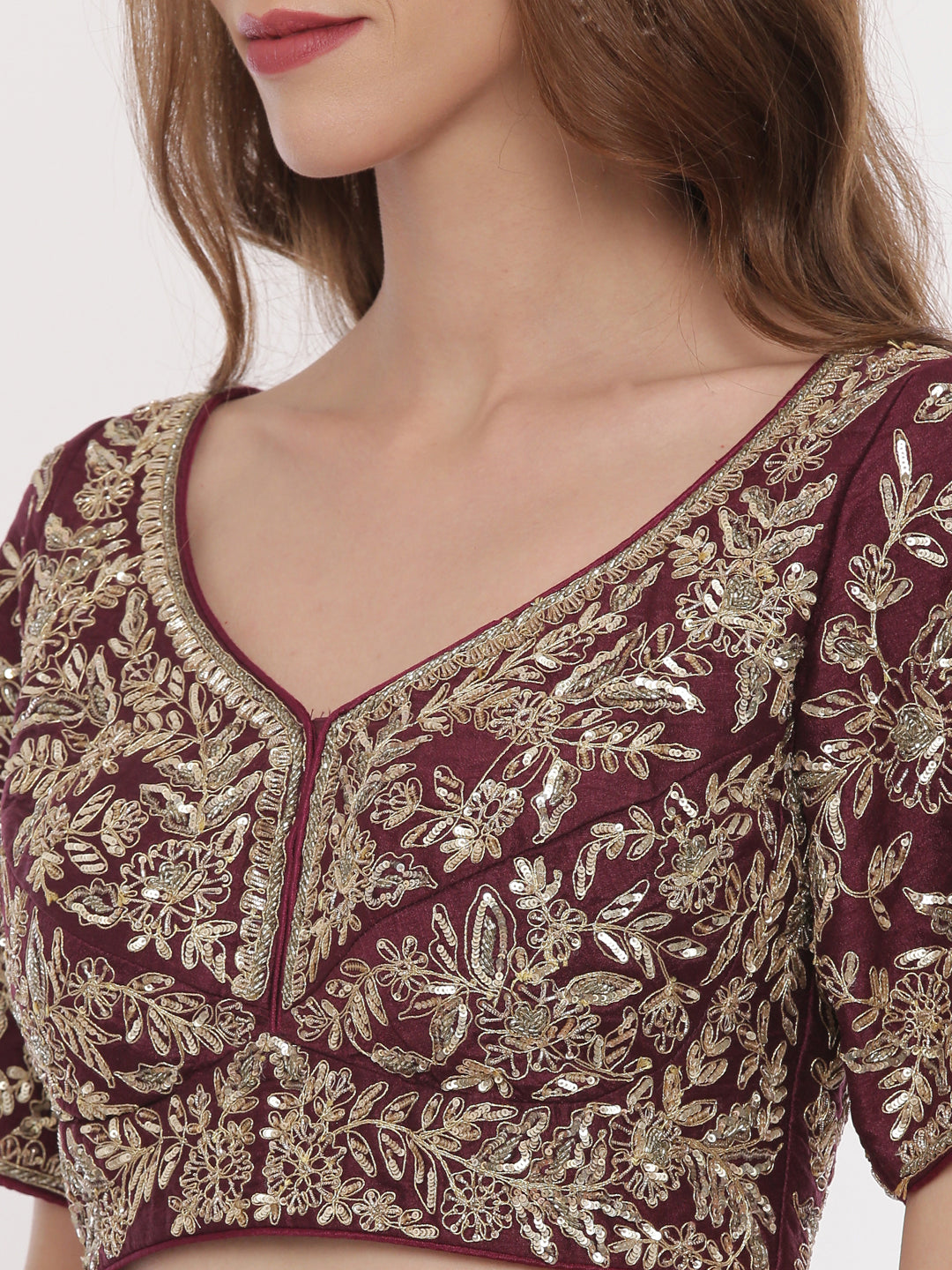 Neerus Red Embellished Lehenga Set