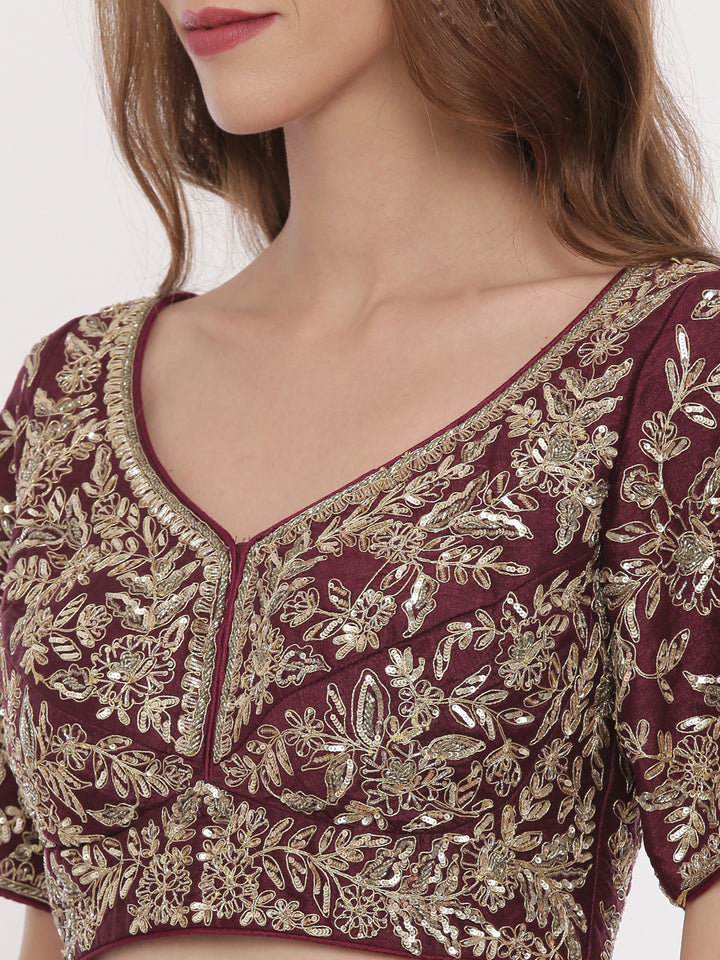 Neerus Red Embellished Lehenga Set