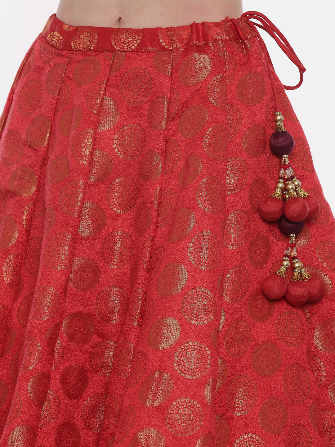 Neerus Red Embellished Lehenga Set