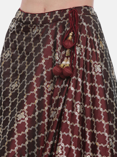 Neeru's Maroon Embellished Lehenga Set