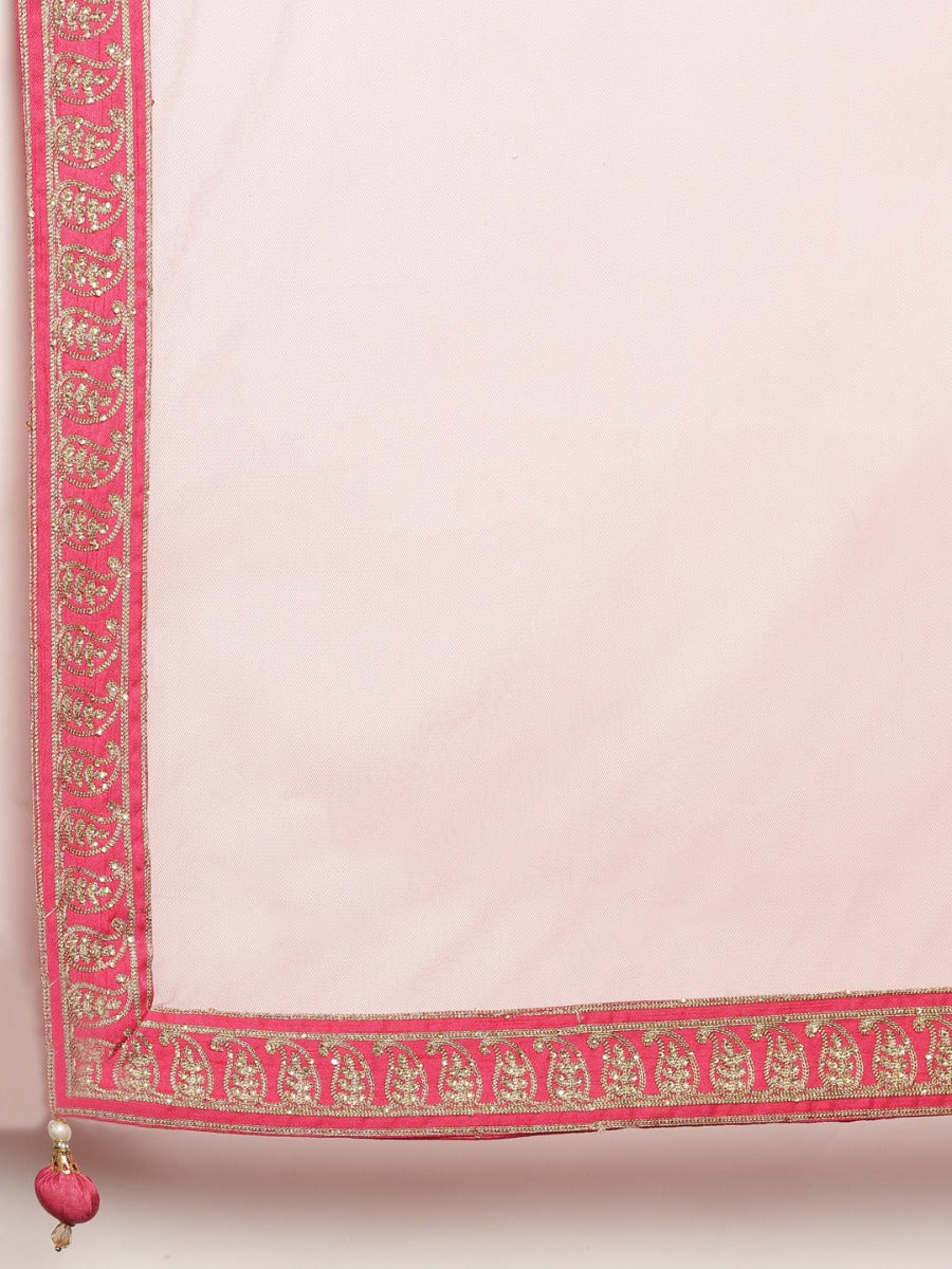 Neerus Pink silk embellished lehenga ghagra set - detail view 4