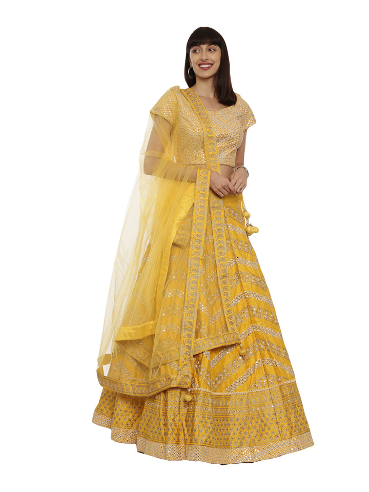Neerus Yellow Embellished Lehenga Set
