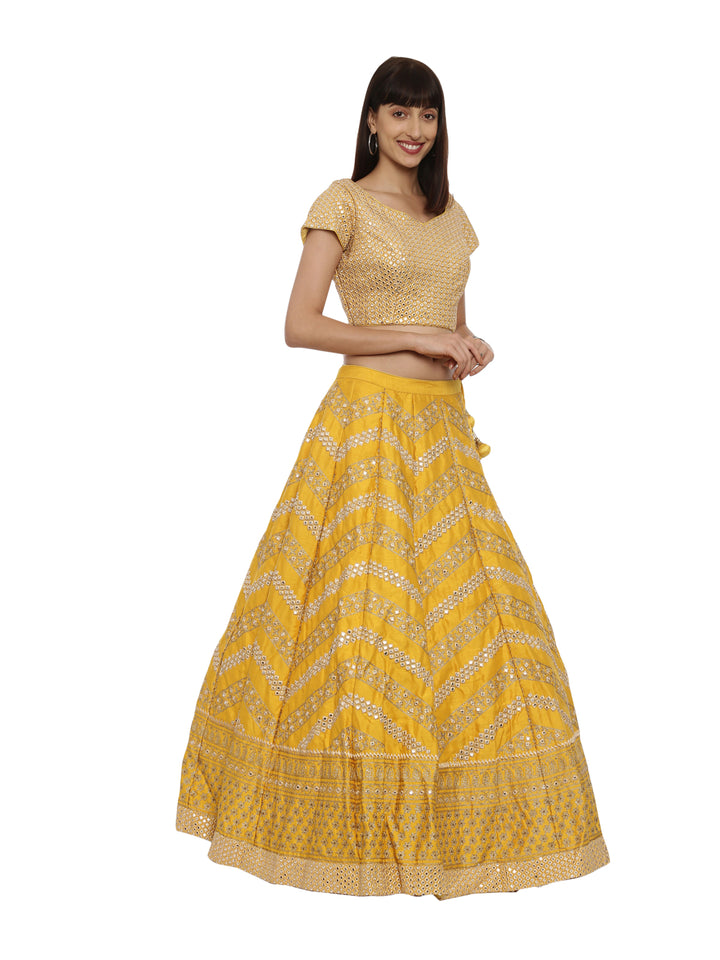 Neerus Yellow Embellished Lehenga Set