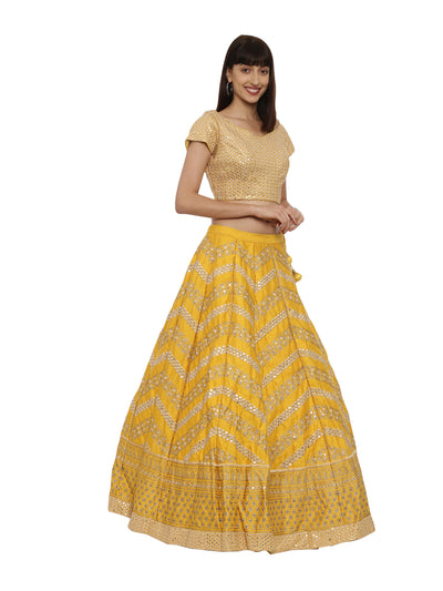 Neeru'S Yellow Embellished Lehenga Set