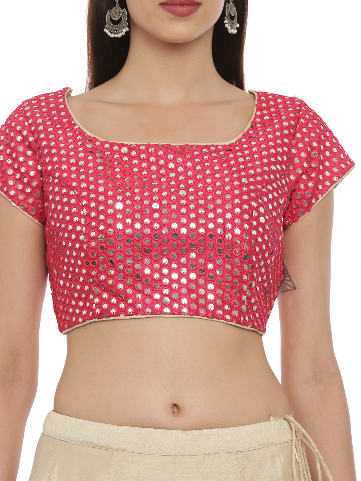 Neeru's Pink & Beige Embellished Lehenga Set