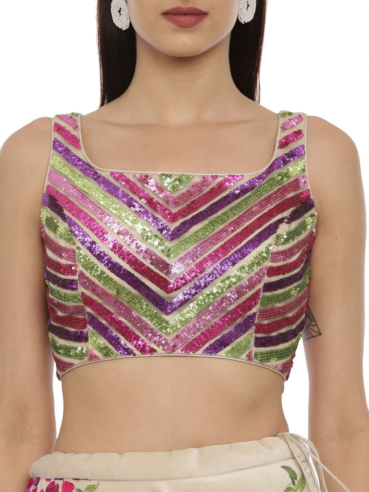 Neerus Beige Embellished Lehenga Set