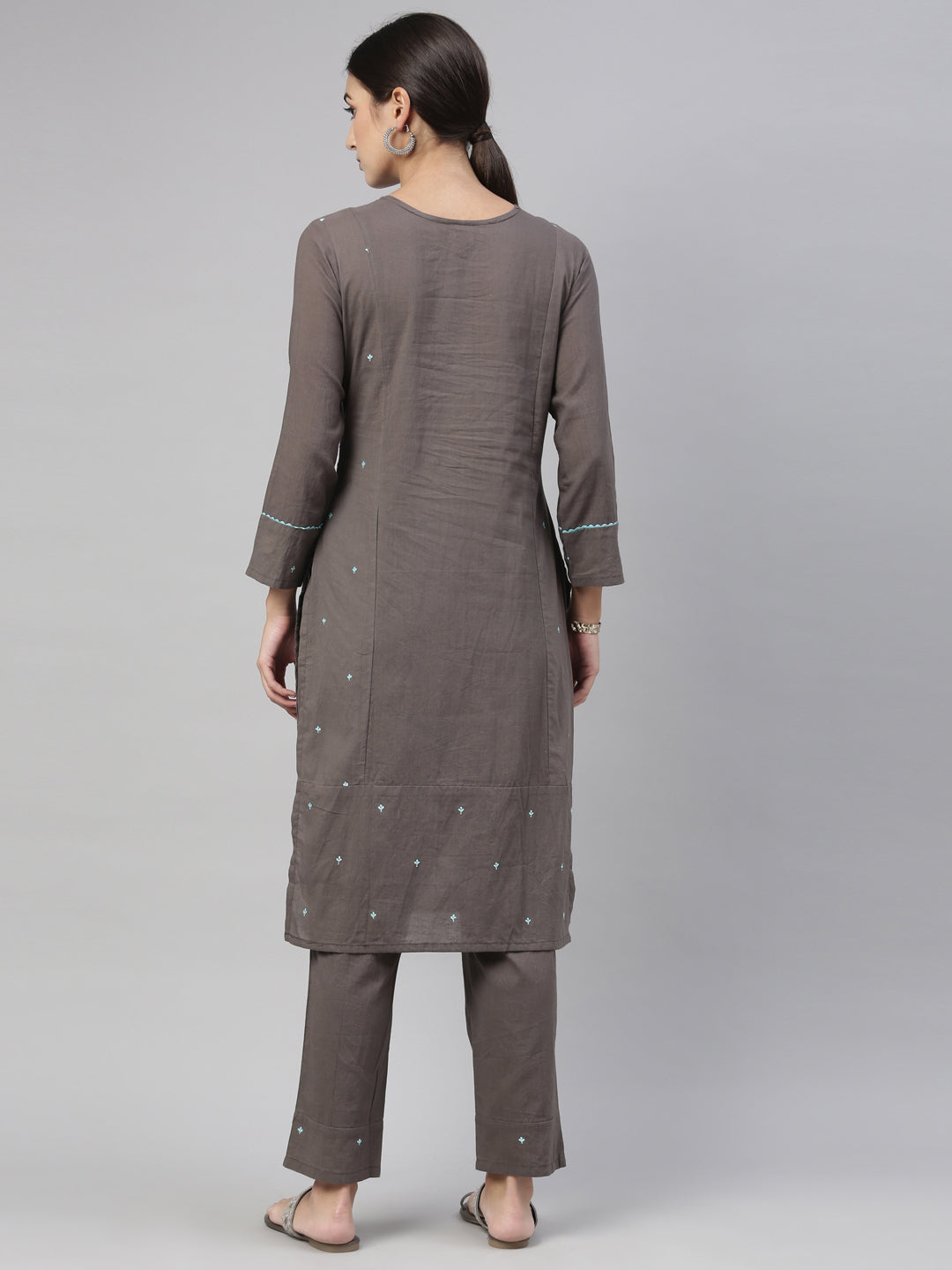 Neeru'S grey color, cotton fabric kurta set