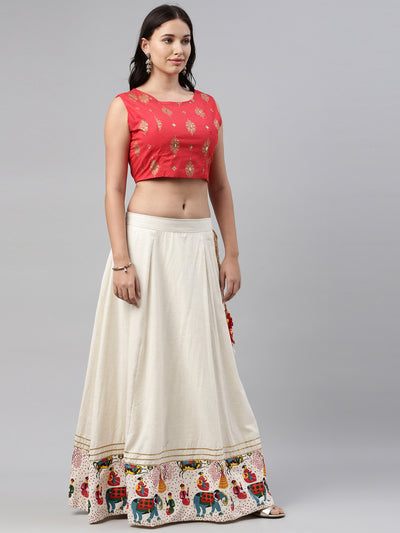 Neeru'S Ivory Color, Rayon Fabric Crop-Top
