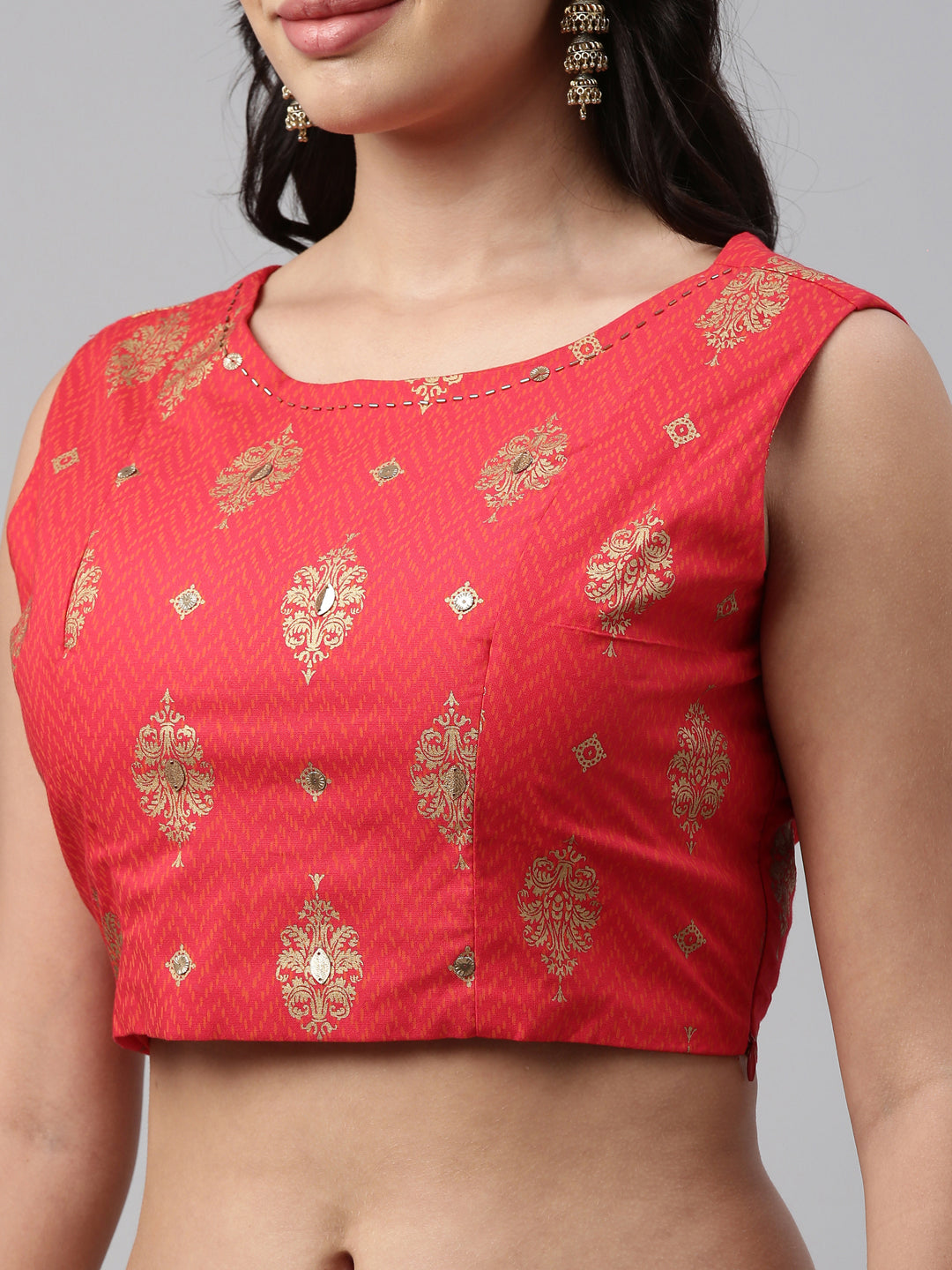 Neerus Ivory Color Rayon Fabric Crop-Top