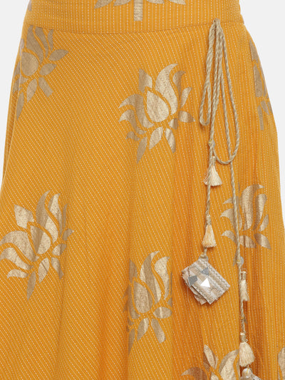 Neeru's Beige & Yellow Embellished Lehenga Set