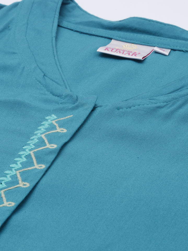 Neerus Blue Color Rayon Fabric Tunic