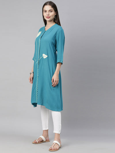 Neeru'S Blue Color, Rayon Fabric Tunic