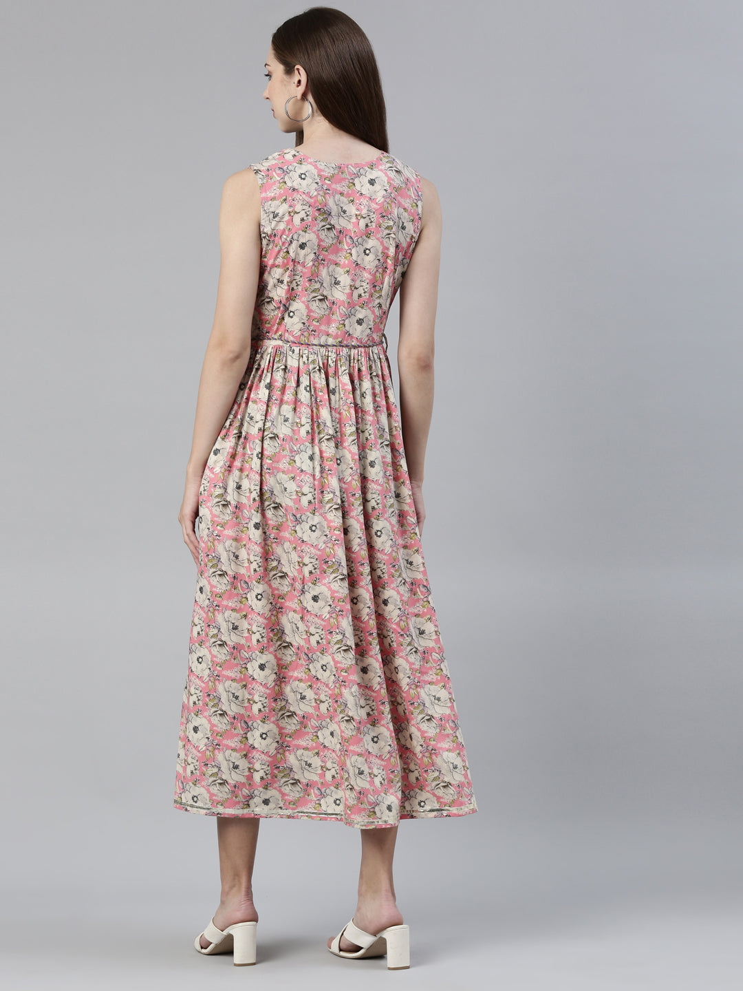 Neerus Pink Straight Regular Viscose Rayon Kurtas