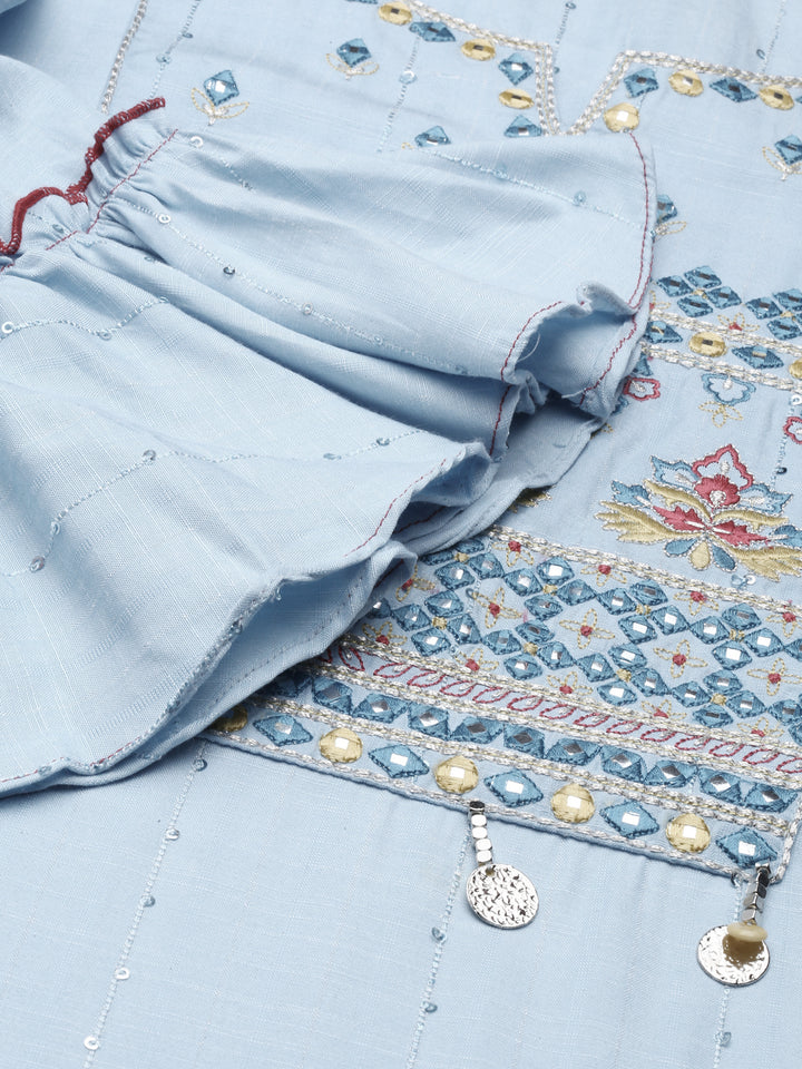 Neerus Blue Straight Regular Viscose Rayon Kurtas