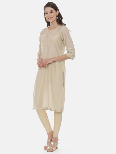 Neeru's Beige Embellished Straight Kurta