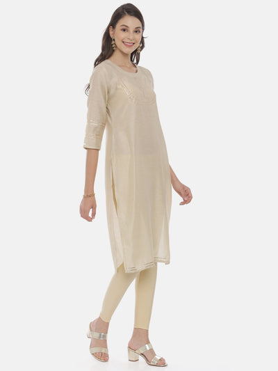 Neeru's Beige Embellished Straight Kurta