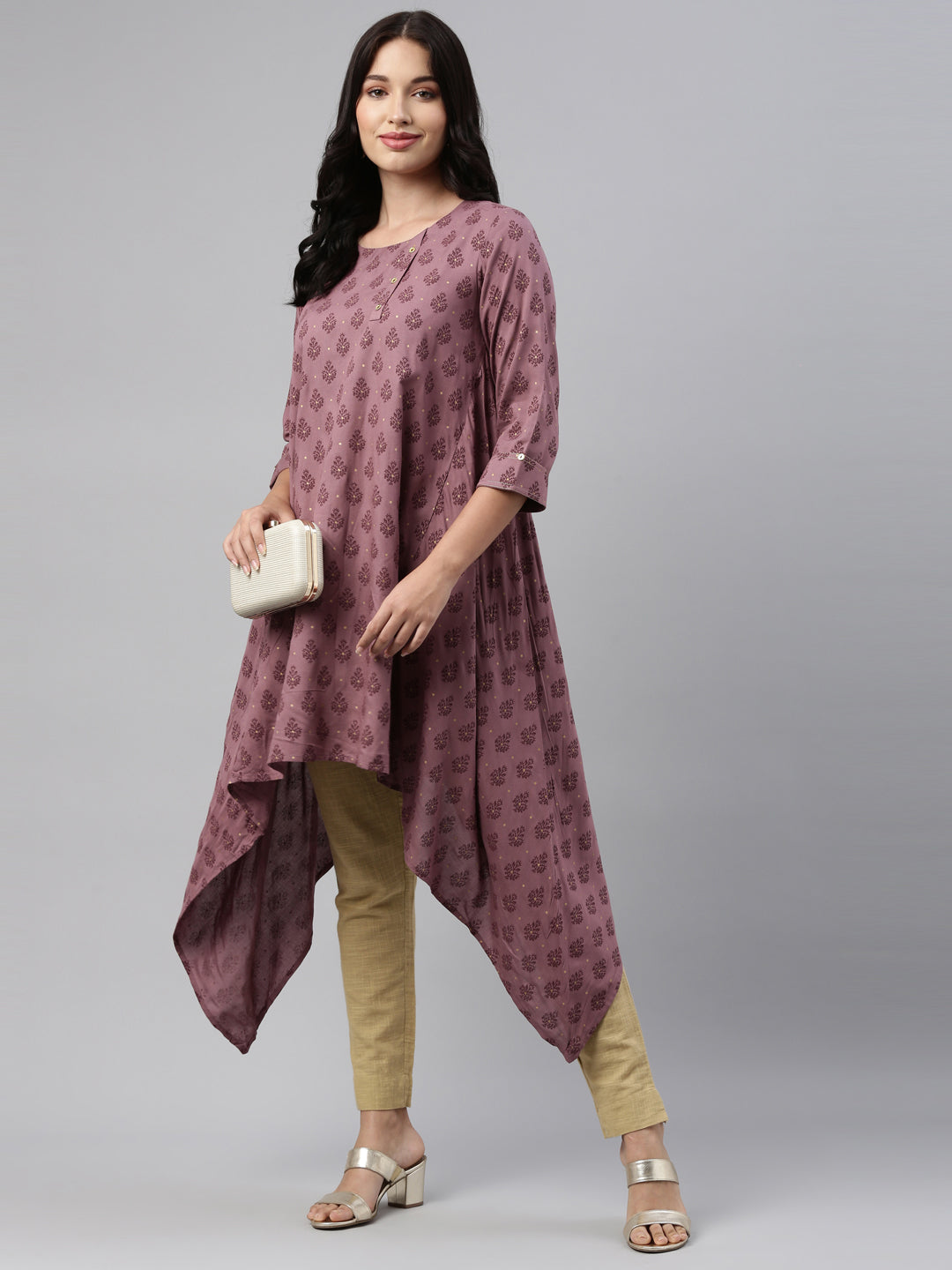 Neeru's Onion Color Cotton Fabric Tunic