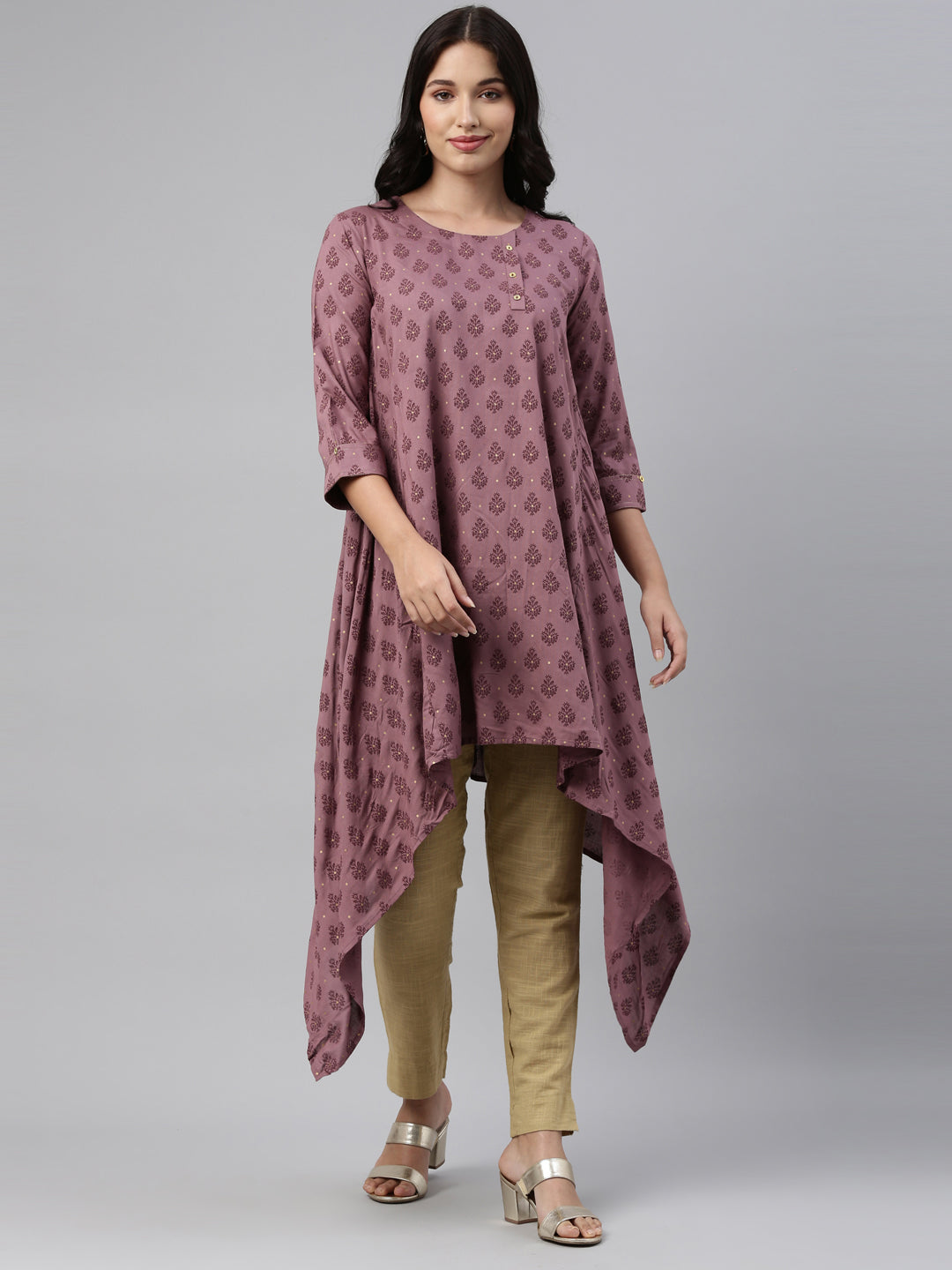 Neeru's Onion Color Cotton Fabric Tunic