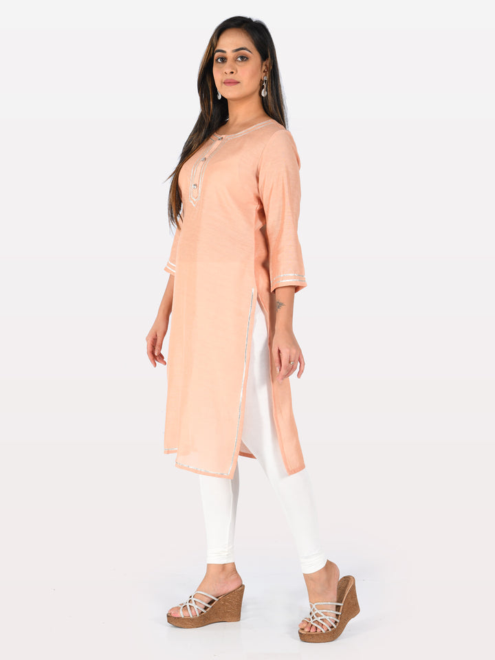 Neerus Peach Straight Kurta