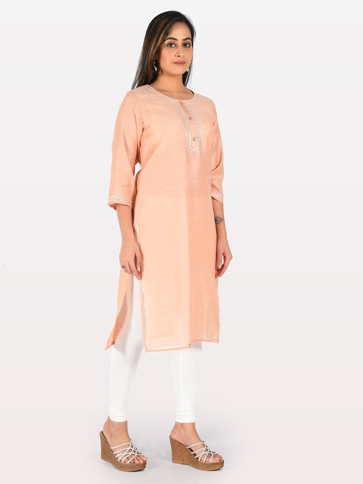 Neerus Peach Straight Kurta
