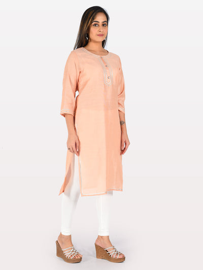 Neeru's Peach Straight Kurta