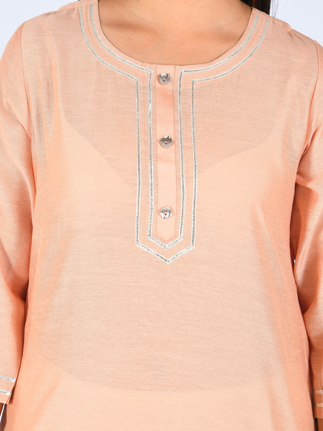 Neerus Peach Straight Kurta