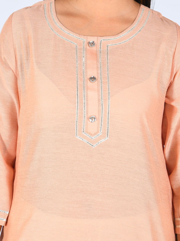 Neerus Peach Straight Kurta
