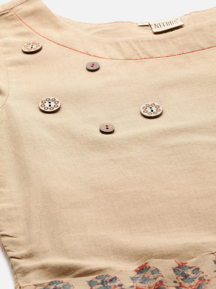 Neerus Brown cotton A-Line kurta - back view