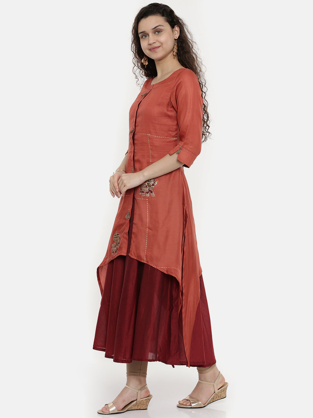 Neerus Contessa Printed High Low Kurta