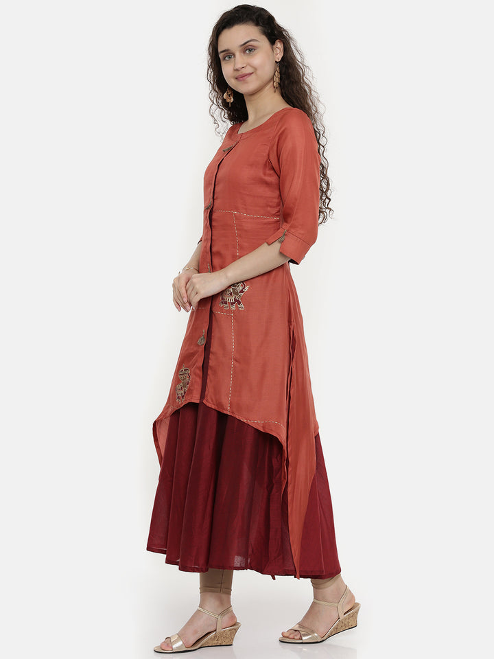 Neerus Contessa Printed High Low Kurta