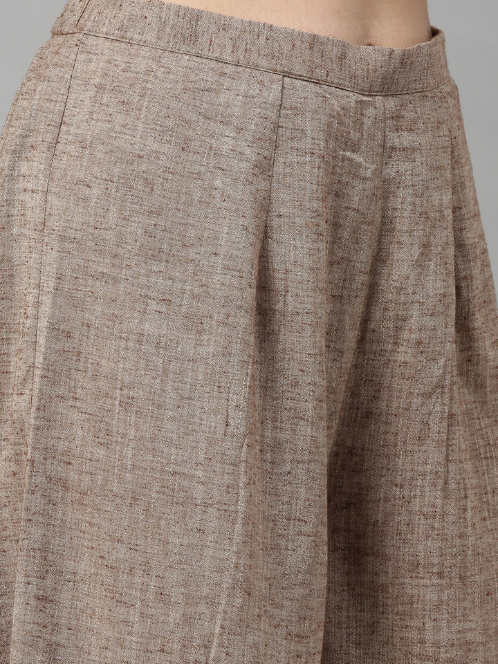 Neerus Beige Maroon Color Rayon Fabric Tunic Set