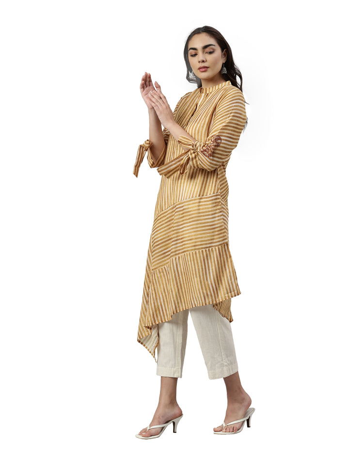 Neerus Mustard Color Rayon Fabric Kurta