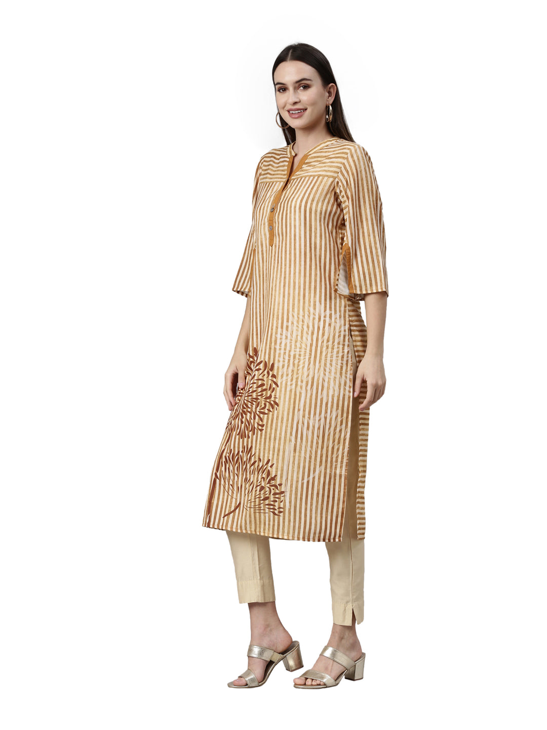 Neerus Mustard Color Rayon Fabric Kurta