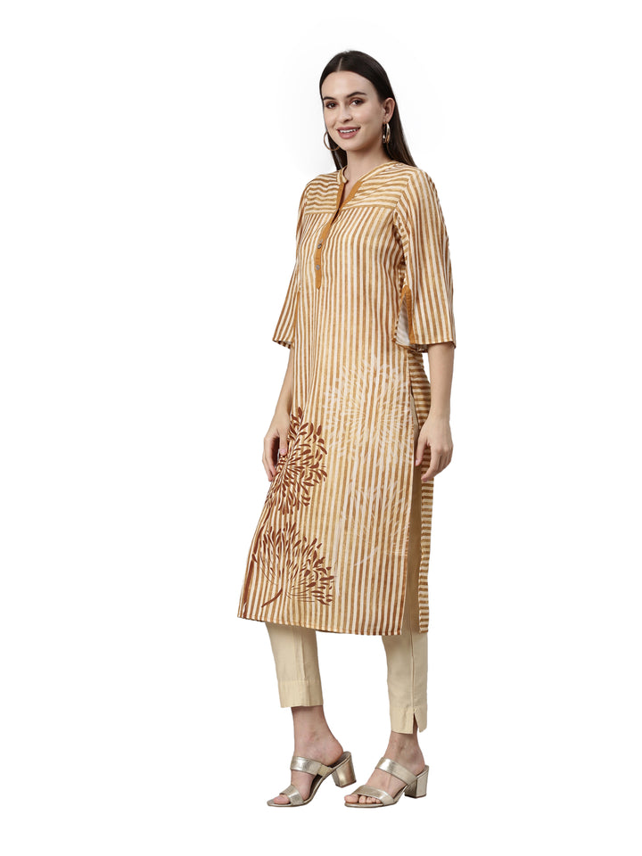 Neerus Mustard Color Rayon Fabric Kurta