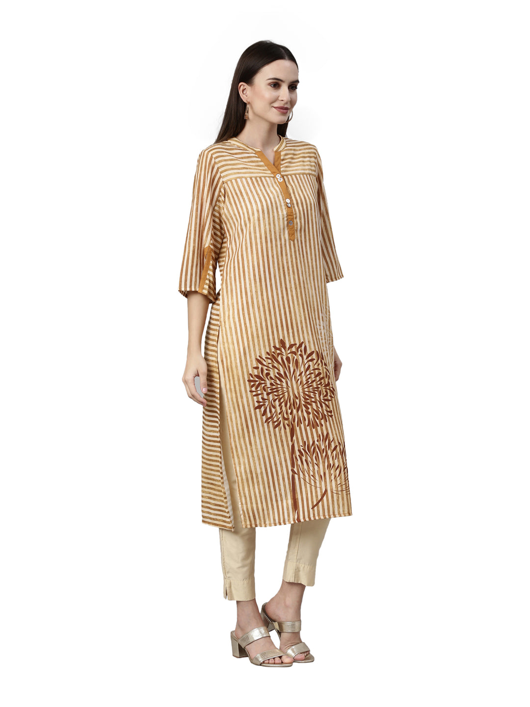 Neerus Mustard Color Rayon Fabric Kurta