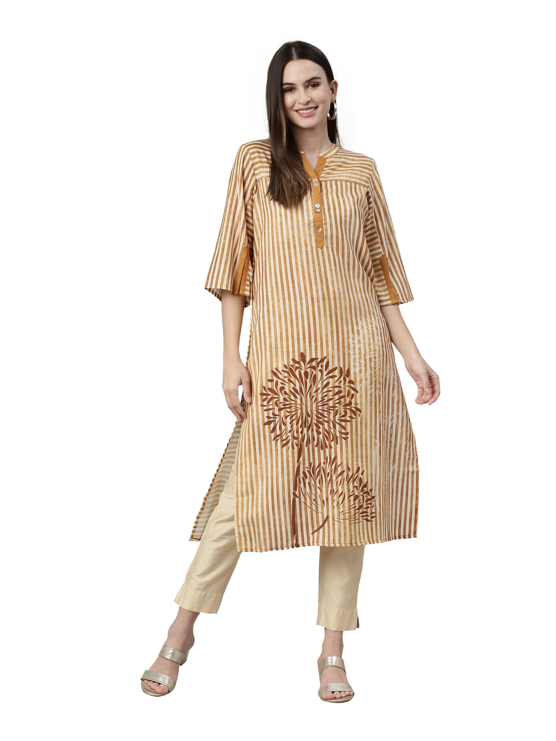 Neerus Mustard Color Rayon Fabric Kurta