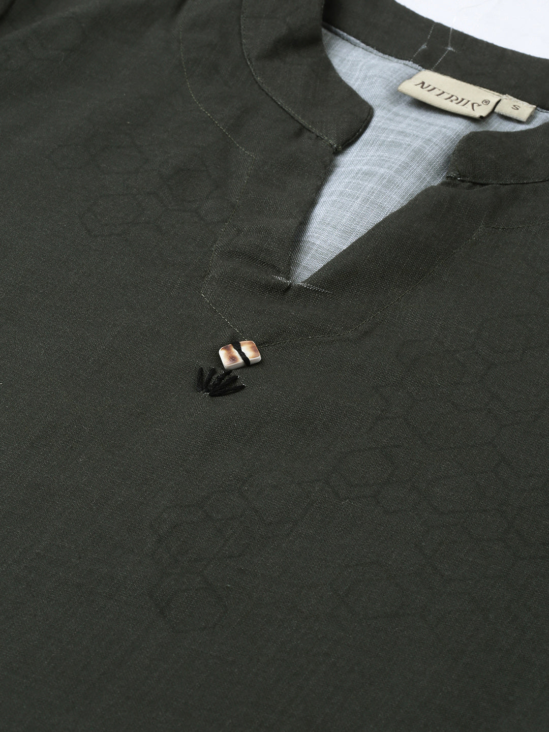 Neerus Grey rayon printed high-low kurta - back view